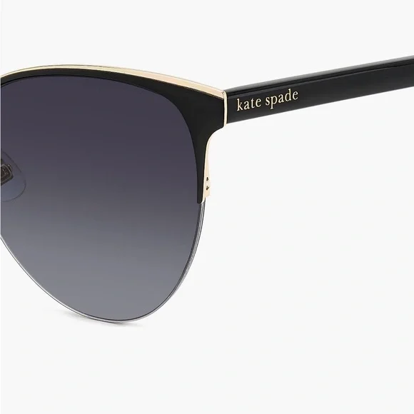NWT Kate Spade Cat Eye Sunglasses Black Gold Leopard Arms UV400 Kate Spade Daesha/S K3000252 sunglasses for women in Black  main image 2